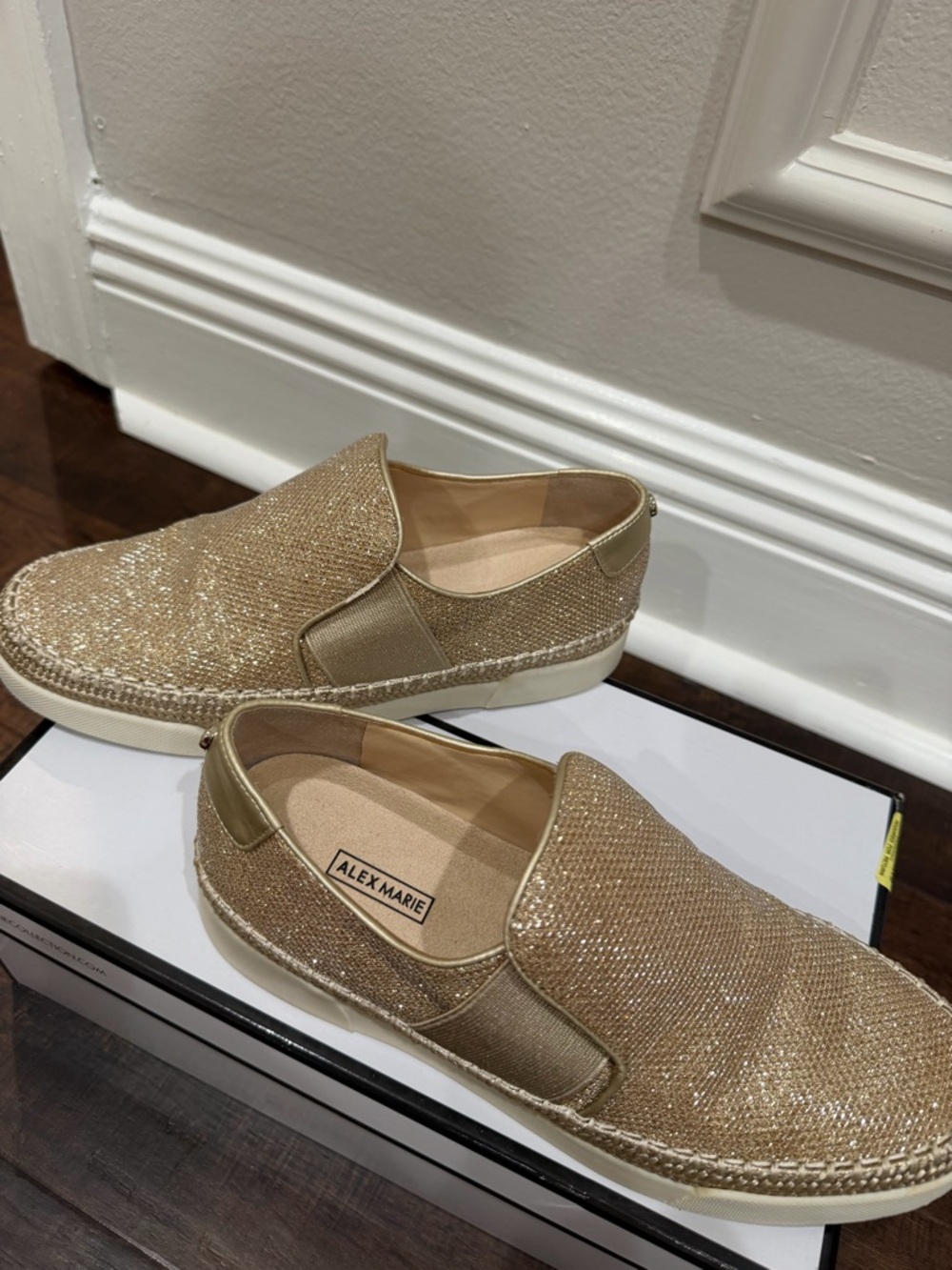 Alex Marie Gold Glitter Slip-On Clogs